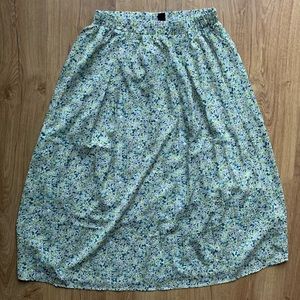 Dazy Ditsy Floral Print A Line Womens Light Weight Long Summer Skirt Size Large